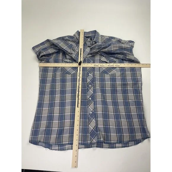 Wrangler Western Vintage Pearl Snap Long Sleeve Button Up Shirt Plaid Men's 2XLT - Picture 3 of 6
